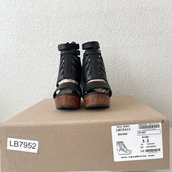 NEW Lane Boots BECCA Womens Black Wedges 5.5 Western Sandals Cowgirl Leather - Picture 10 of 11